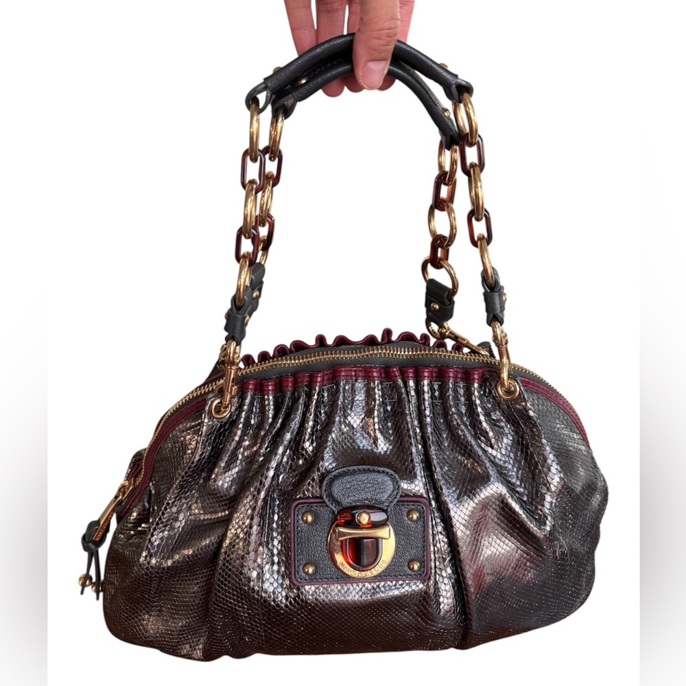 Authentic Marc Jacobs Anthracite Python Capra Gm … - image 1